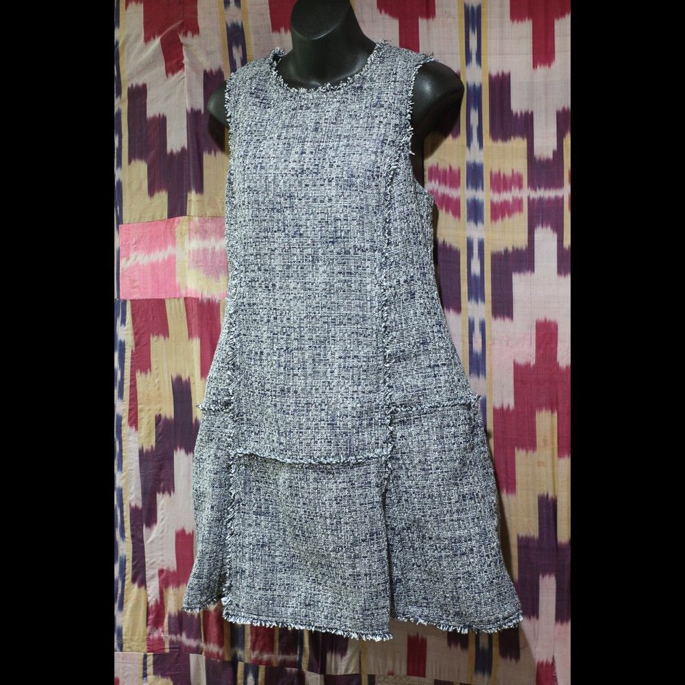 BANANA REPUBLIC Navy and White Bouclé Dress